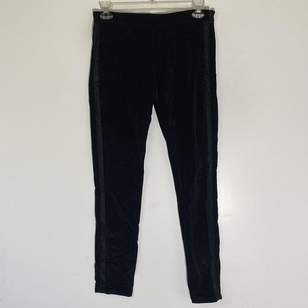FC Jeans Skin Tight Jeans Womens 8 Black Velvet Skinny Side Zip Stretch